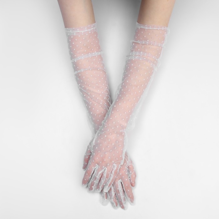 Перчатки женские в горошек, цвет белый Перчатки женские в горошек, цвет белый