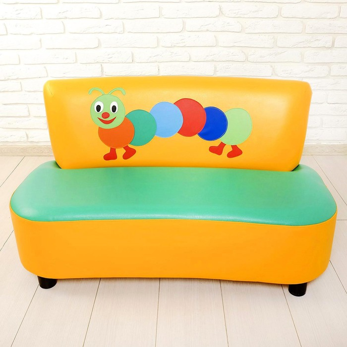 Диван мягкий &laquo;Пилот&raquo;, цвет зелёно-жёлтый, с гусеницей