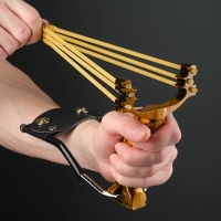 Рогатка спортивная с упором, металлическая, коричневая