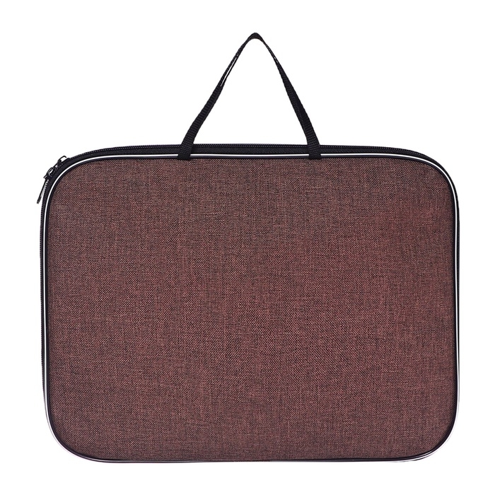 Папка с ручками текстильная А4, Calligrata Папка с ручками текстильная А4, Calligrata "Офис", для бумаг, для офиса, нейлон 600D, лён, коричневая, ПМ/1, 350 х 270 х 20 мм