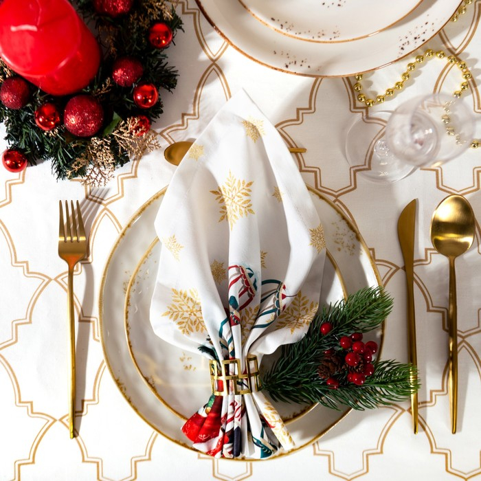 Набор новогодних салфеток Этель &laquo;Новогодняя ярмарка&raquo;, 40х40см 4 шт, хлопок, саржа