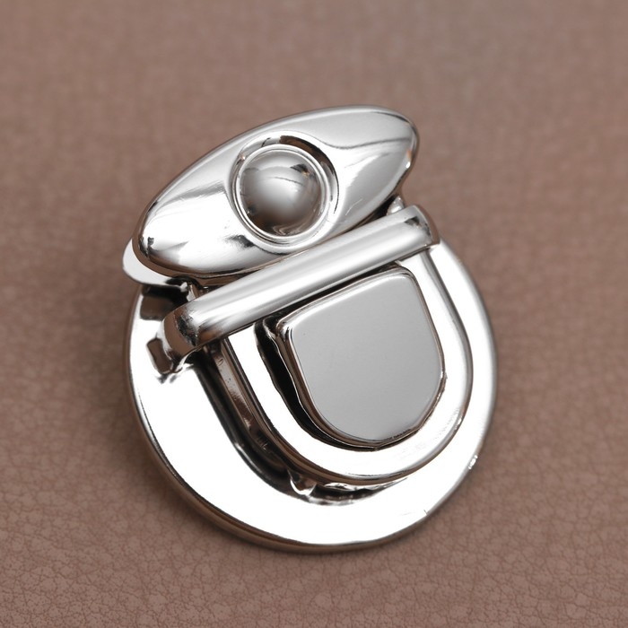 Застёжка для сумки, 3 &times; 3 см, цвет серебряный