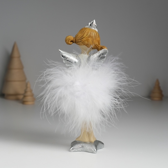 Сувенир полистоун "Ангелочек в белом платье на звёздочке" стоит 6х4х16,5 см