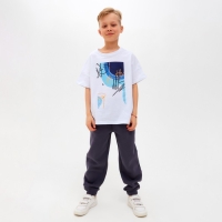 Футболка детская MINAKU Colors, цвет белый/голубой, рост 116