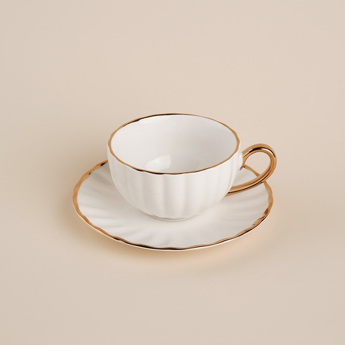 Чайная пара фарфоровая SL Home &laquo;Гарда&raquo;, 2 предмета: чашка 200 мл, блюдце d=15 см, цвет белый