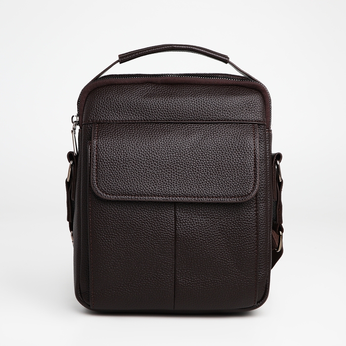 Сумка мужская через плечо TEXTURA, 2 наружных кармана, цвет коричневый