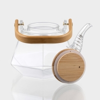 Чайник заварочный стеклянный с бамбуковой крышкой и металлическим фильтром BellaTenero &laquo;Октогон&raquo;, 1,2 л