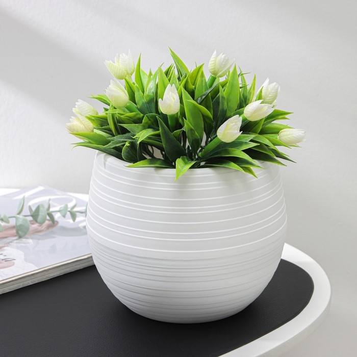 Горшок для цветов с поддоном &laquo;Дуэт&raquo;, 1.5 л, пластиковый, белый