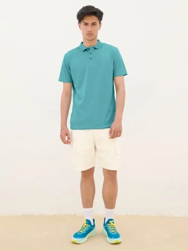 Рубашка поло унисекс Pitcher, голубая (морская волна), размер XS