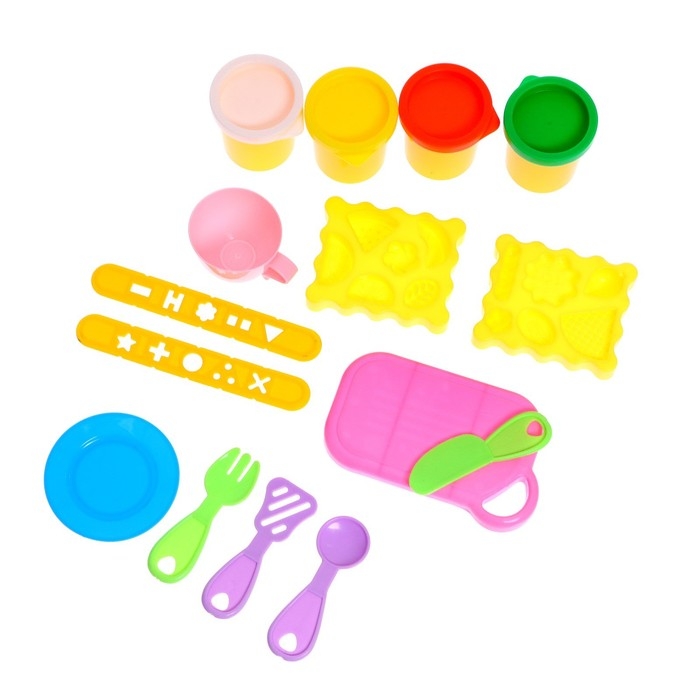 Набор для игры с пластилином &laquo;Веселый китенок&raquo;, 4 баночки с пластилином