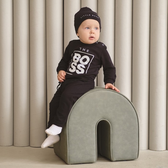 Комплект детский (джемпер, брюки, шапочка) Крошка Я Комплект детский (джемпер, брюки, шапочка) Крошка Я "Little Boss", рост 80-86 см, цвет чёрный