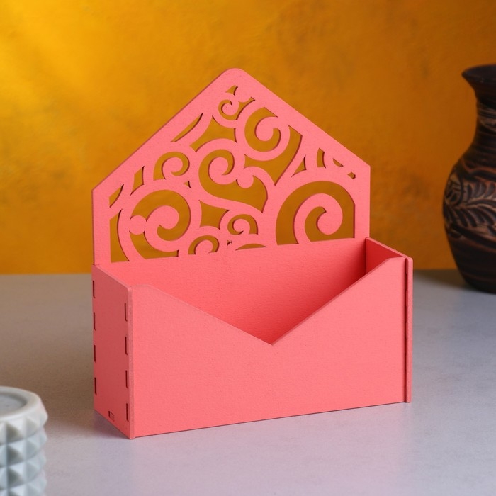 Кашпо деревянное 18&times;6&times;20 см Конверт Радель "Дуновение", розовый светлый Дарим Красиво