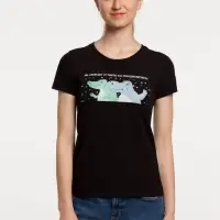 Футболка женская &laquo;Крокодилобегемоты&raquo;, черная, размер L