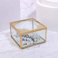 Органайзер для хранения &laquo;GREAT&raquo;, с крышкой, стеклянный, с зеркальным дном, 1 секция, 10 &times; 10 &times; 6 см, цвет прозрачный/медный