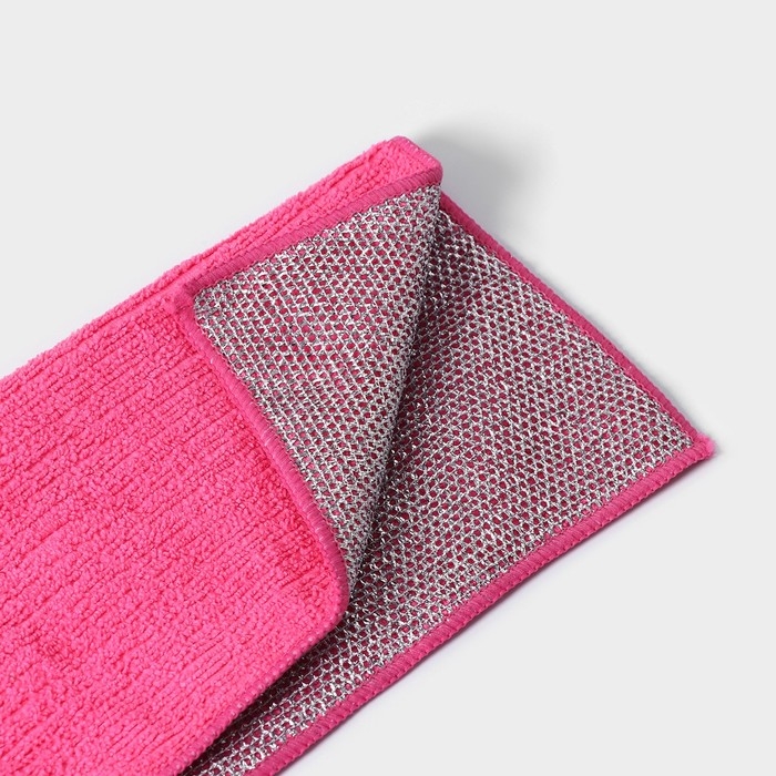 Салфетка для уборки Доляна, для сложных загрязнений, микрофибра, металлический абразив, 30&times;30 см, цвет МИКС