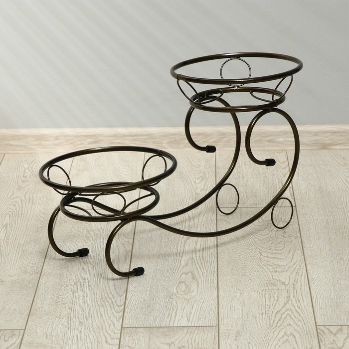 Подставка для цветов, напольная, на 2 горшка, d = 14 см, бронзовая, &laquo;Букет&raquo;