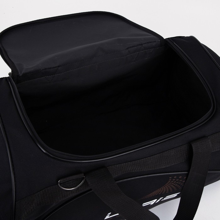 Сумка спортивная, на молнии, 2 наружных кармана, длинный ремень, средний размер, цвет чёрный/коричневый Сумка спортивная, на молнии, 2 наружных кармана, длинный ремень, средний размер, цвет чёрный/коричневый