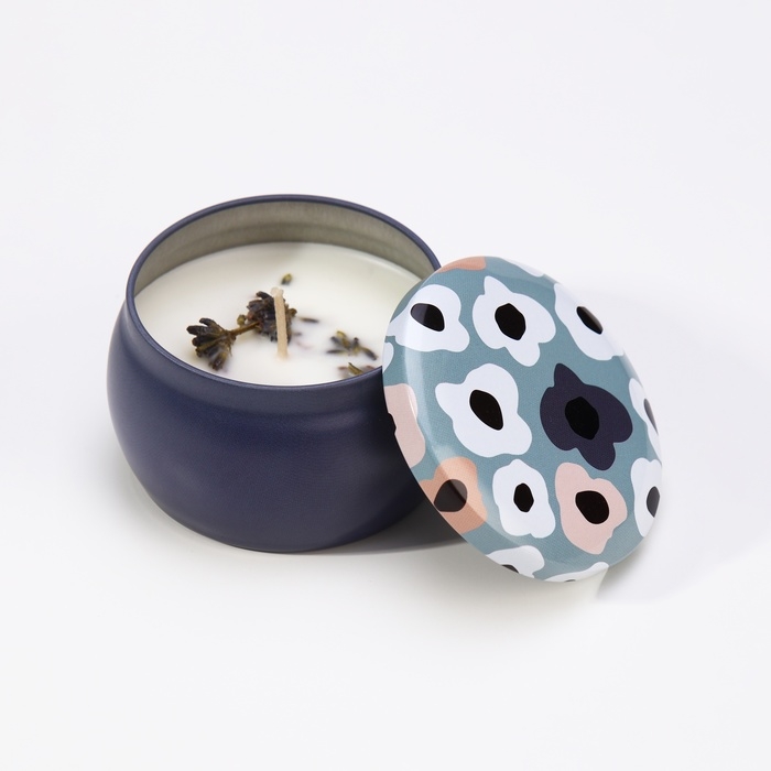 Свеча ароматическая из соевого воска с сухоцветом "Французская лаванда" 4,5х6 см, 80 г