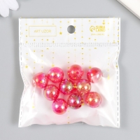 Бусины для творчества пластик "Перламутр красный" набор 20 гр 1,6х1,6 см