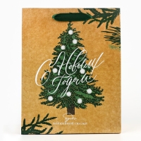 Пакет подарочный новогодний крафтовый вертикальный &laquo;Winter&raquo;, MS 18 х 23 х 10 см, Новый год