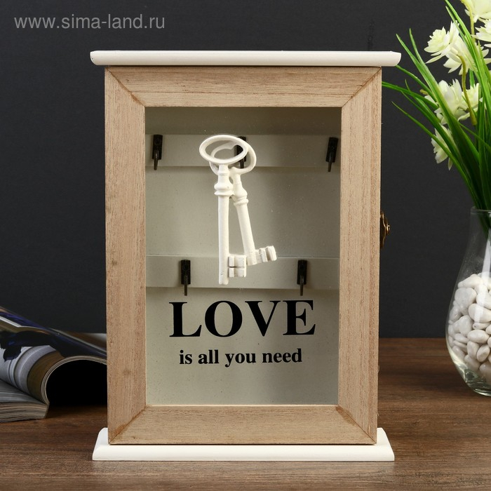 Ключница дерево 5 крючков "Ключи. Любовь" 26х19х6 см