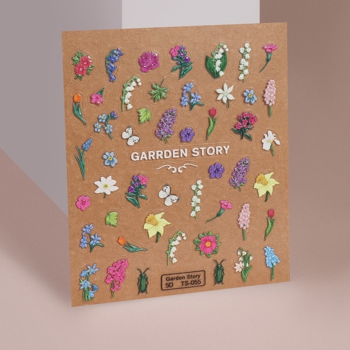 Наклейки для ногтей «Дары природы», объёмные, разноцветные Наклейки для ногтей «Дары природы», объёмные, разноцветные