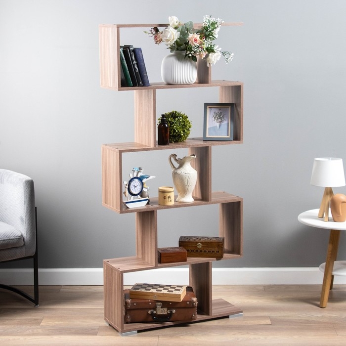 Стеллаж Змейка, 1666х250х750, ясень тёмный