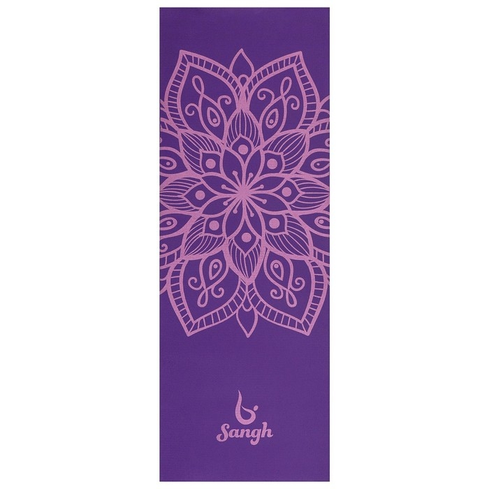 Коврик для йоги Sangh &laquo;Мандала&raquo;, 173х61х0,4 см, цвет фиолетовый