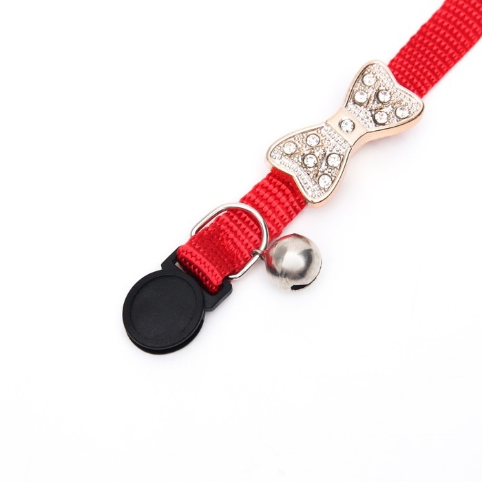 Ошейник кошачий Ошейник кошачий "Бантик" со стразами, 30 х 1 см, красный