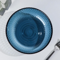 Тарелка глубокая стеклянная «Идиллия», 850 мл, d=18 см, цвет лондон топаз Тарелка глубокая стеклянная «Идиллия», 850 мл, d=18 см, цвет лондон топаз