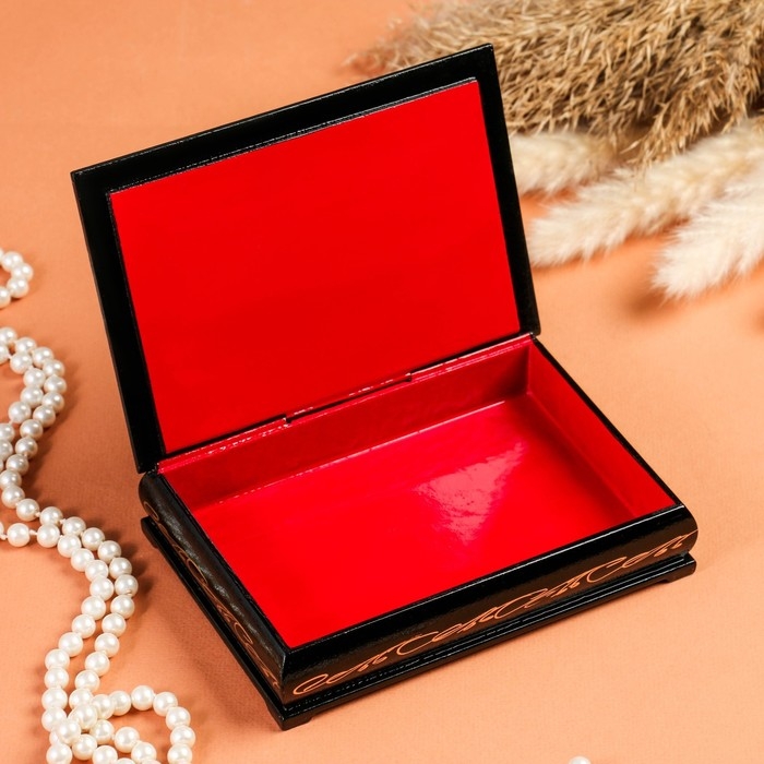 Шкатулка &laquo;Цветы на чёрном&raquo;, 11х16 см, лаковая миниатюра