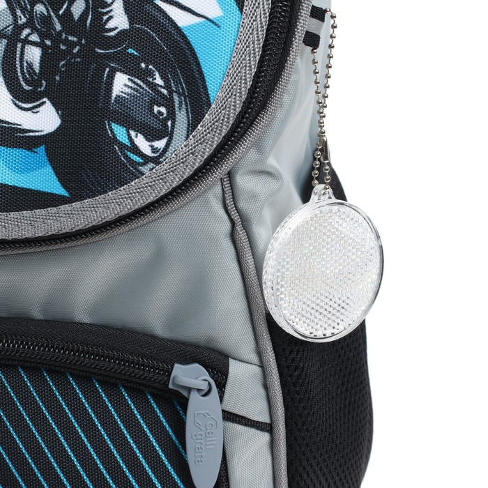 Ранец школьный Стандарт, 36 х 26 х 16 см, + мешок для обуви 40 х 32 см, Сalligrata П "Мото", серый