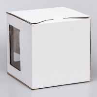 Коробка под торт 2 окна, с ручками, белая, 26 х 26 х 26 см Коробка под торт 2 окна, с ручками, белая, 26 х 26 х 26 см
