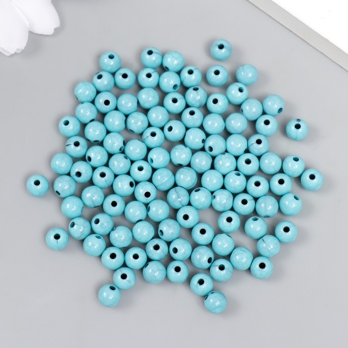 Бусины для творчества пластик "Имитация бирюзы" d=0,6 см набор 20 гр