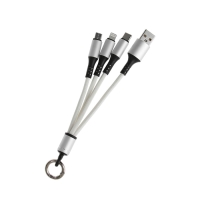 Кабель брелок 3 в 1, MicroUSB/Type-C/Lightning - USB, 2.4 А, белый Кабель брелок 3 в 1, MicroUSB/Type-C/Lightning - USB, 2.4 А, белый