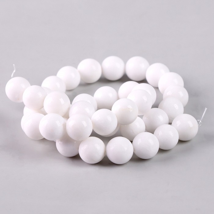 Бусины из натурального камня &laquo;Белый агат&raquo; набор 36 шт., размер 1 шт. &mdash; 10 мм