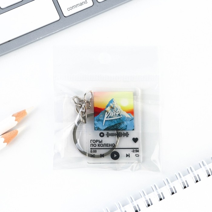 Брелок для ключей акриловый плеер &laquo;Горы по колено&raquo;, 3,5 х 10 см
