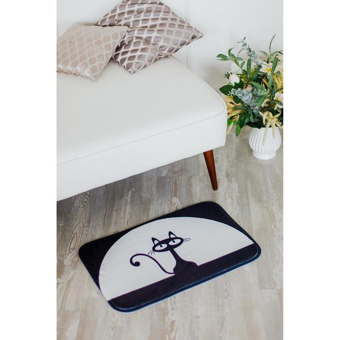 Коврик для ванной и туалета Доляна «Чёрная кошка», 40×60 см, цвет МИКС Коврик для ванной и туалета Доляна «Чёрная кошка», 40×60 см, цвет МИКС