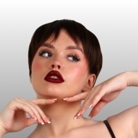 Парик искусственный, с чёлкой, каре, имитация кожи, 16 см, 160 гр, цвет каштановый