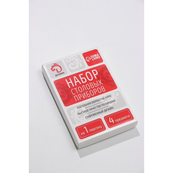 Набор столовых приборов из нержавеющей стали Доляна Wood, 4 предмета, цвет металла серебряный Набор столовых приборов из нержавеющей стали Доляна Wood, 4 предмета, цвет металла серебряный