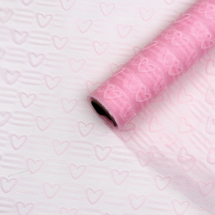 Сетка флористическая Сетка флористическая "Сердечки", 50см*4,5м, пудровая