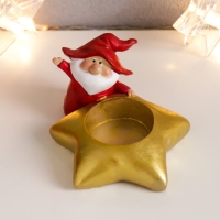 Сувенир полистоун подсвечник "Дедушка Мороз в колпаке гнома"МИКС 5,5х10х8,5 см