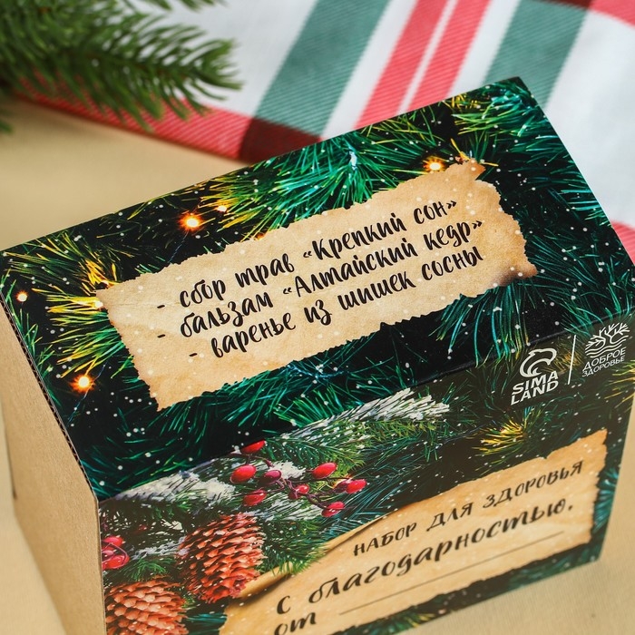 Набор &laquo;Будьте здоровы&raquo;: чай 20 г., варенье из сосновых шишек 30 г., бальзам 100 мл.