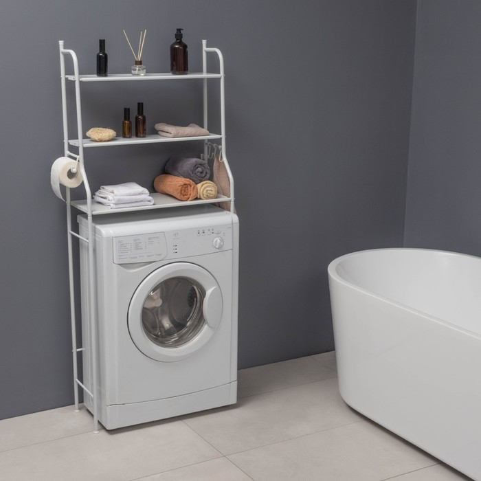 Стеллаж над стиральной машинкой, 65&times;25&times;152 см, цвет белый