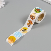 Наклейка бумага "Медведь и мёд" d=2,5 см 252 шт в рулоне