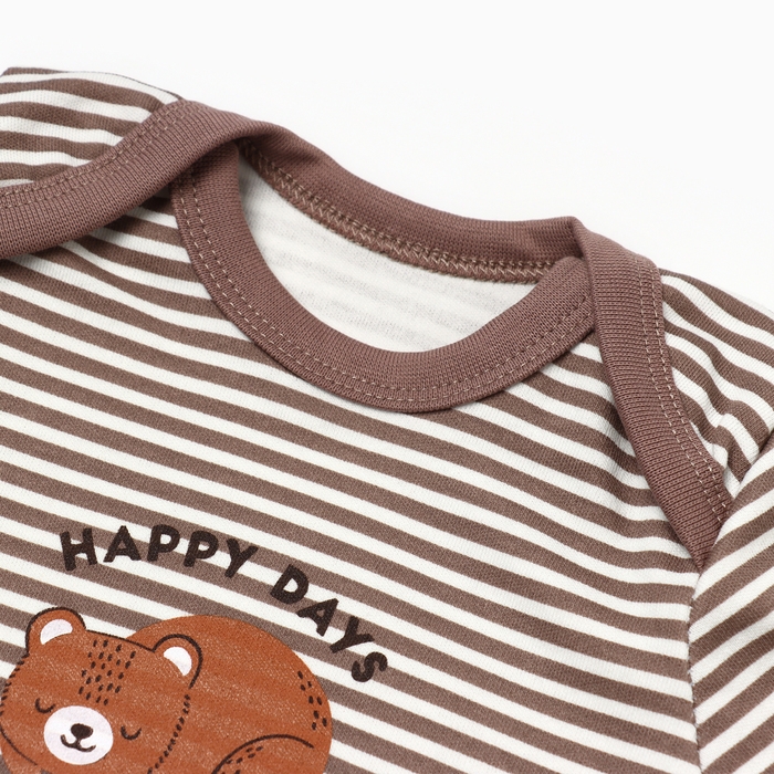 Боди детское с длинным рукавом "Мишка", цвет бежевый, рост 68