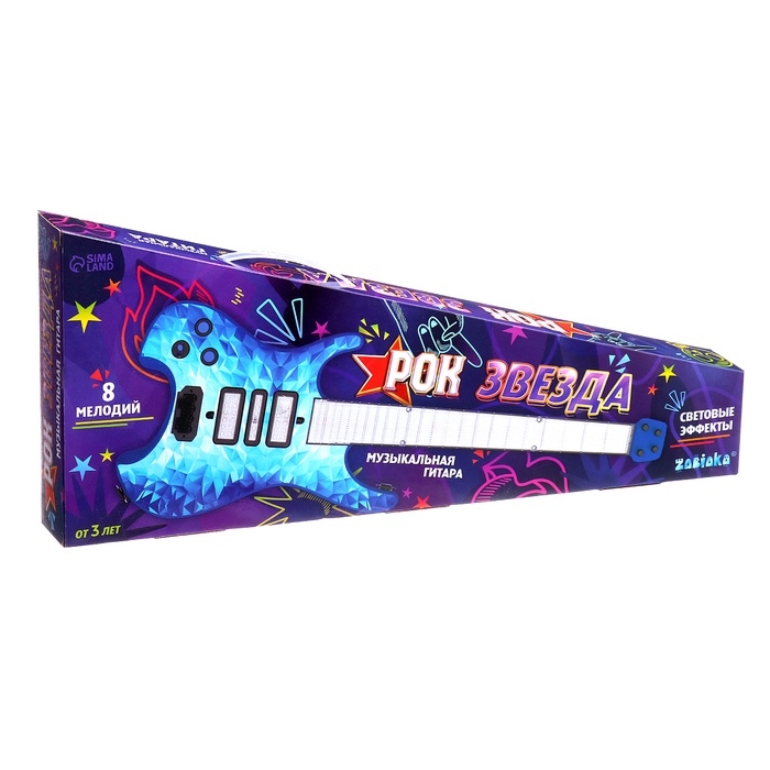 Музыкальная гитара «Рок-звезда», звук свет, цвет синий Музыкальная гитара «Рок-звезда», звук свет, цвет синий