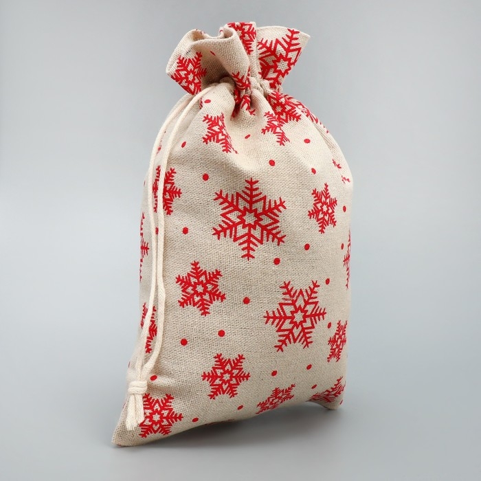 Мешочек подарочный холща &laquo;Дарю от всей души&raquo;, снежинки, холща,16 х 24 см +/- 1.5 см, Новый год