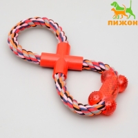 Игрушка тренировочная канатная "Восьмёрка с косточкй", до 25 см. до 135 г, микс цветов Игрушка тренировочная канатная "Восьмёрка с косточкй", до 25 см. до 135 г, микс цветов