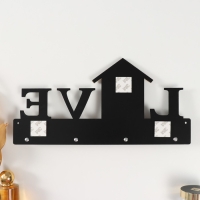 Крючки декоративные дерево "Дом с сердцем" чёрный, зеркальный 2,8х33,8х16,8 см Крючки декоративные дерево "Дом с сердцем" чёрный, зеркальный 2,8х33,8х16,8 см